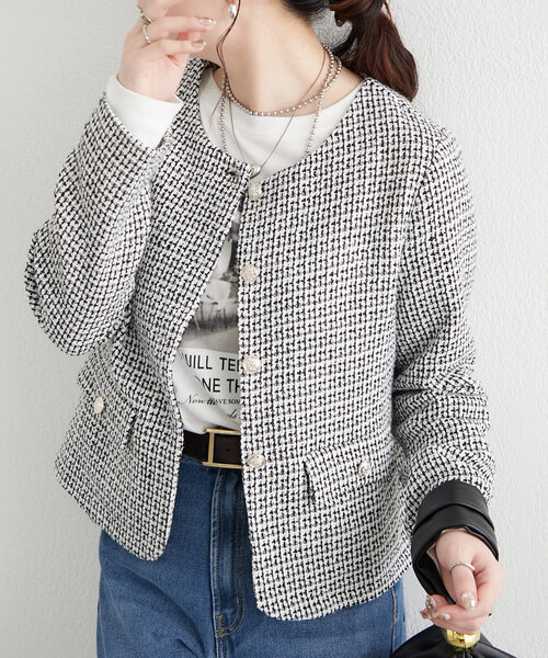 セール】【misato select】ONOFF着れる春仕様のツイード