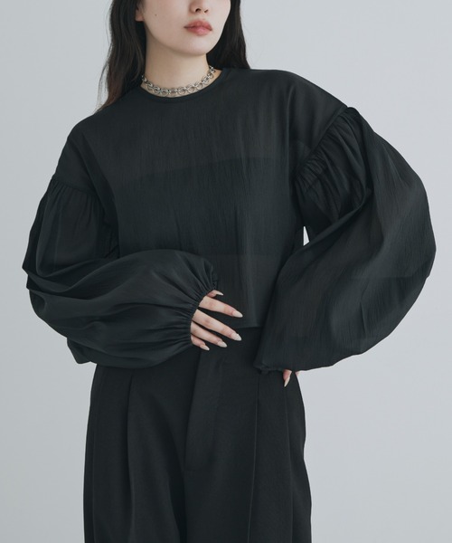 ブラウス シャツ 「kiehtova」SHEER VOLUMESLEEVE BLOUSE/シアー ボリュームスリーブ ブラウス KTWR28 レディー SHEER VOLUMESLEEVE BLOUSE – kiehtova official online store