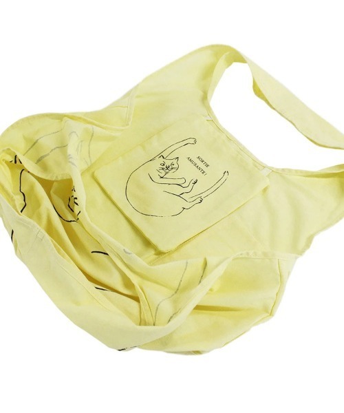 ROOTOTE（ルートート）の「ROOTOTE/ルートート　EU.RND.ブラサガリネコ-A（トートバッグ・レディース・ホワイト/グレー/イエロー・FREE）」の6枚目の写真