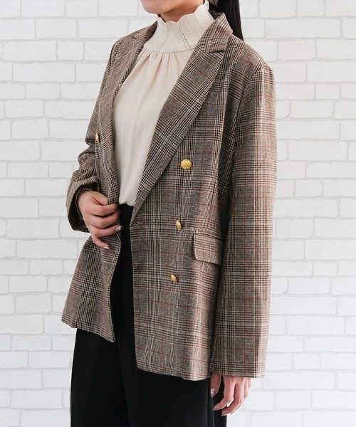 aquagarage（アクアガレージ）の「テーラードジャケット（テーラードジャケット・レディース・ブラック/グレイッシュベージュ/ブラウン系その他・M/L）」の4枚目の写真