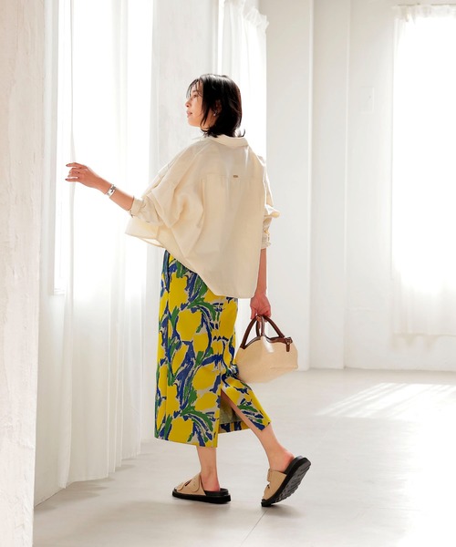 Jines（ジネス）の「グラフィックジャージタイトスカート（スカート・レディース・ブルー/イエロー・38）」の4枚目の写真