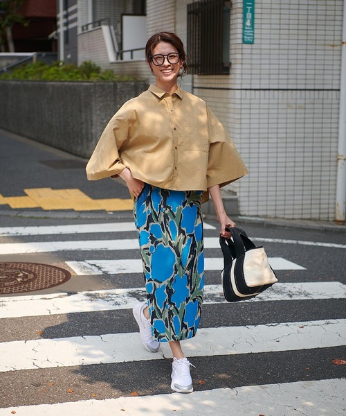 Jines（ジネス）の「グラフィックジャージタイトスカート（スカート・レディース・ブルー/イエロー・38）」の18枚目の写真