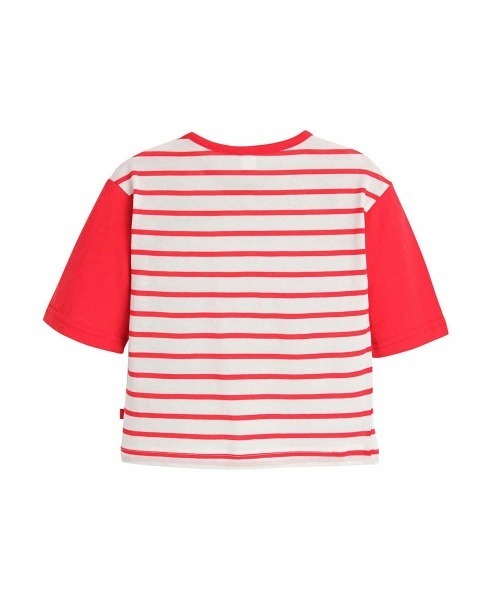 moimoln（モイモルン）の「【SOFT&】ボーダー7分袖Ｔシャツ（Tシャツ/カットソー・キッズ・パープル/レッド・120cm/110cm/100cm/90cm/130cm）」の3枚目の写真