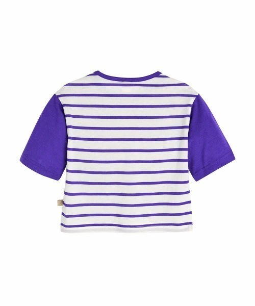 moimoln（モイモルン）の「【SOFT&】ボーダー7分袖Ｔシャツ（Tシャツ/カットソー・キッズ・パープル/レッド・120cm/110cm/100cm/90cm/130cm）」の4枚目の写真