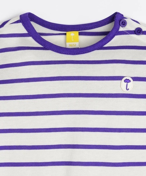 moimoln（モイモルン）の「【SOFT&】ボーダー7分袖Ｔシャツ（Tシャツ/カットソー・キッズ・パープル/レッド・120cm/110cm/100cm/90cm/130cm）」の5枚目の写真