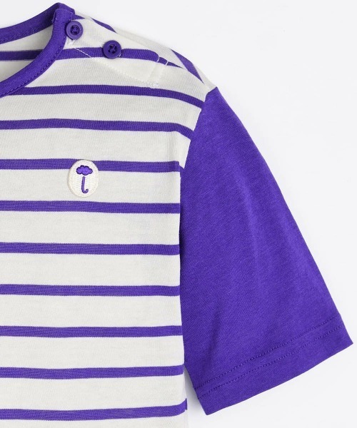 moimoln（モイモルン）の「【SOFT&】ボーダー7分袖Ｔシャツ（Tシャツ/カットソー・キッズ・パープル/レッド・120cm/110cm/100cm/90cm/130cm）」の6枚目の写真