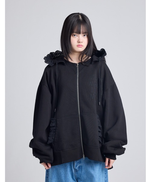 Little sunny bite(リトルサニーバイト)の「《Little sunny bite》lacy logo hoodie(パーカー・レディース・ブラック/グリーン/ホワイト・MEDIUM/SMALL)」の3枚目の写真