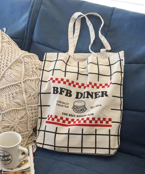 BAYFLOW（ベイフロー）の「BFダイナープリントトート（トートバッグ・レディース・グリーン/ブラック・0）」の5枚目の写真