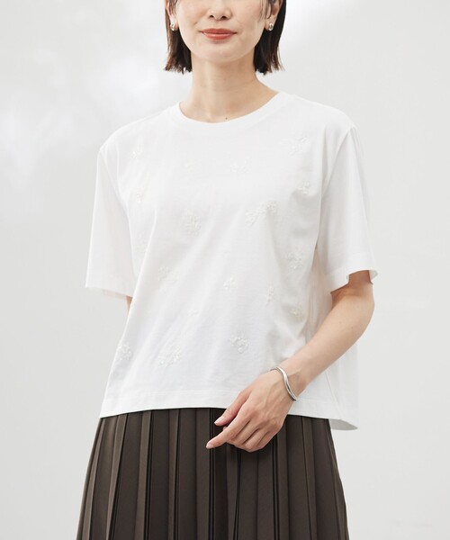 J.PRESS Ladies(J.プレス レディス)の「【洗える】スパンコール Tシャツ(Tシャツ/カットソー・レディース・ネイビー系/アイボリー系/ライトグレー系・SMALL)」の6枚目の写真