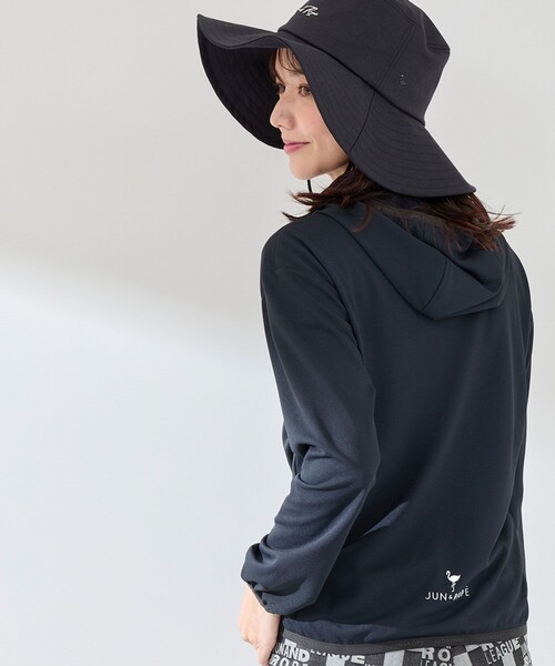 JUN&ROPE'（ジュンアンドロペ）の「【UV】【吸水速乾】エコカノコ配色使い長袖パーカー（パーカー・レディース・ライトグリーン/ブラック/ホワイト・M/L/S）」の2枚目の写真