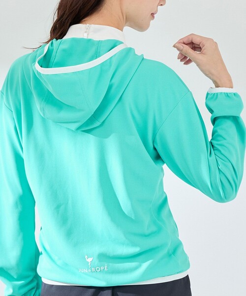 JUN&ROPE'（ジュンアンドロペ）の「【UV】【吸水速乾】エコカノコ配色使い長袖パーカー（パーカー・レディース・ライトグリーン/ブラック/ホワイト・M/L/S）」の19枚目の写真