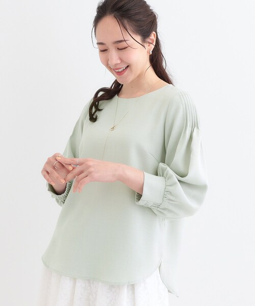 DRESKIP（ドレスキップ）の「【洗える/洗濯後しわになりにくい】無理せずキレイ 肩タックブラウス（シャツ/ブラウス・レディース・ライトベージュ/オレンジ系/グリーン系/ライトイエロー系/ネイビー/ライトブルー・01/04/02/03）」の3枚目の写真