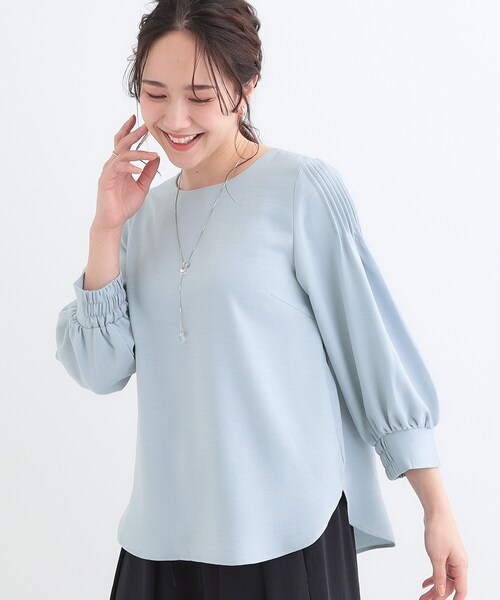 DRESKIP（ドレスキップ）の「【洗える/洗濯後しわになりにくい】無理せずキレイ 肩タックブラウス（シャツ/ブラウス・レディース・ライトベージュ/オレンジ系/グリーン系/ライトイエロー系/ネイビー/ライトブルー・01/04/02/03）」の4枚目の写真