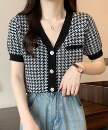 VangyテーラードL サマーウールニット　紫　千鳥格子チェック　2B 千鳥格子」に該当するニット/セーターファッション通販 - ZOZOTOWN