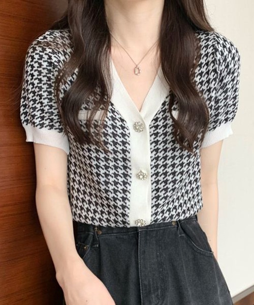 カーディガン ニット 花柄 Vネック カジュアル 柄物 ゆったり 着痩せ ボーイッシュ カーディガン ニット 花柄 Vネック カジュアル 柄物 ゆったり