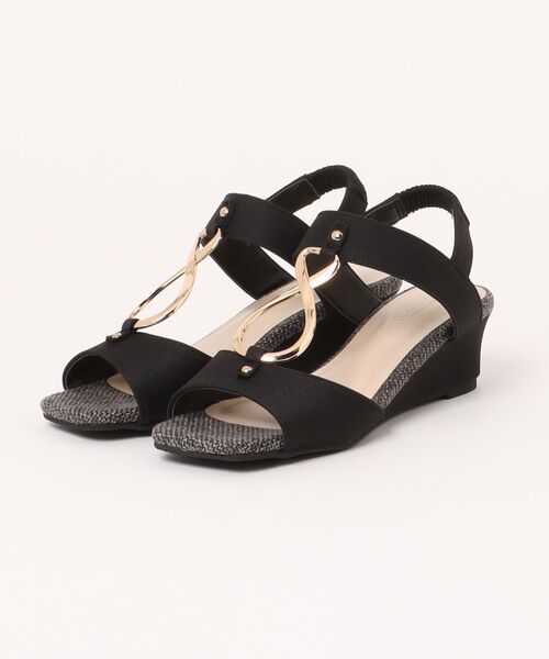 Realta（レアルタ）の「Realta(レアルタ)4cmウェッジソールゴールドリングサンダル（サンダル・レディース・シルバー/ホワイト/ブラック・S/M/L/LL）」の3枚目の写真