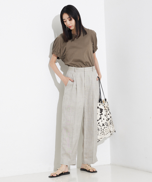 qualite（カリテ）の「袖ギャザーカットTOP/スリーブ半袖/夏服/オフィスカジュアル（Tシャツ/カットソー・レディース・カーキ/ブルー/オフホワイト・フリー）」の18枚目の写真