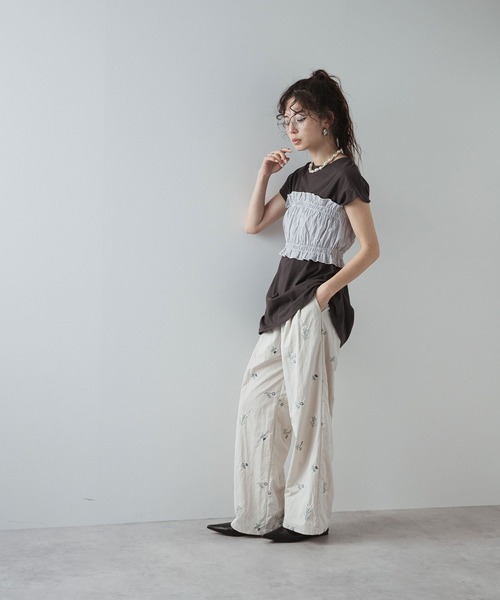 カジュアル ストレート パンツ 2色 ダブルタック 韓国 夏 nr9502 ニジブラ nijibra 冷感速乾 タック入りワイドパンツ ハイ