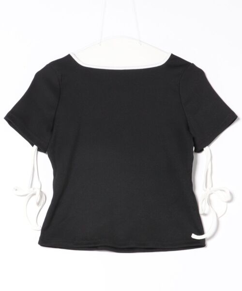 abc une face(アーベーセーアンフェイス)の「配色リボントップス(Tシャツ/カットソー・レディース・ブラック/ホワイト/ピンク・FREE)」の16枚目の写真
