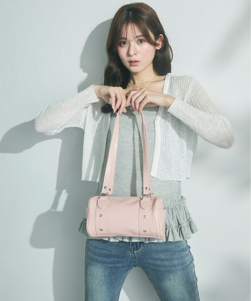 Olu.（オルドット）の「ラウンドボストンバッグ（ボストンバッグ・レディース・レモンイエロー/ブラック/ホワイト/ピンク/ライム・FREE）」の6枚目の写真