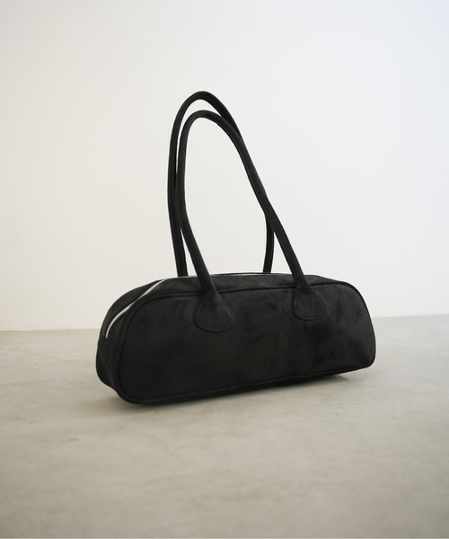 n*e様 ブラック スエード ボストンバッグ A4サイズ】サイドベルトスエードボストンバッグ / 大容量 スウェード