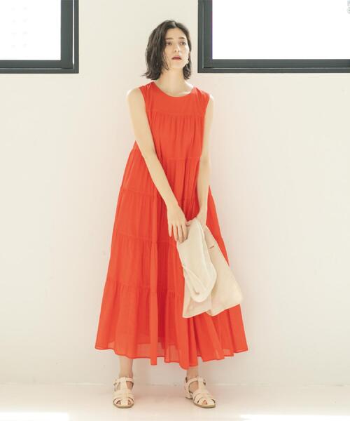セール】《Can Cam掲載》ティアードマキシドレス/オーガニックコットン