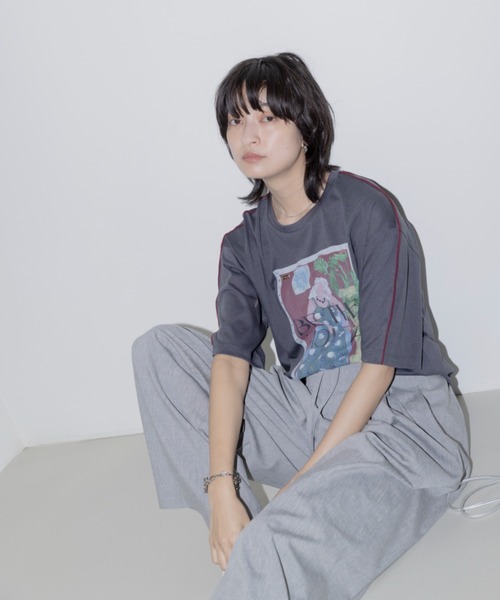 エイミーロウ アートプリント 配色メロウシアーTシャツ Eimee Law│Eimee Law