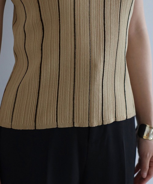 ENC stripe american ストライプアメスリニットタンクトップ stripe american sleeve knit tank top / ストライプアメスリ