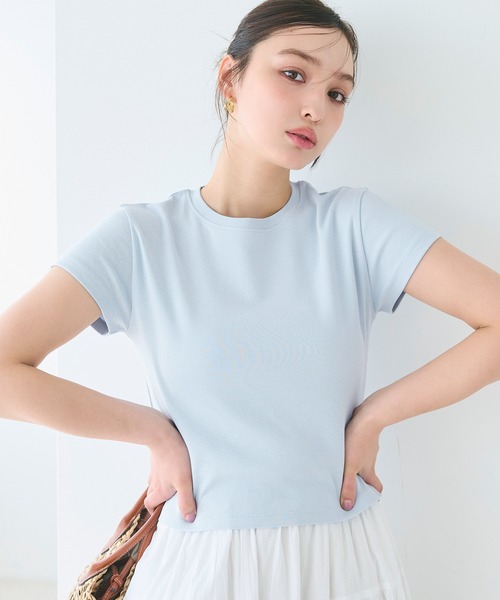 coca(coca)(コカ)の「【WEB限定セール】スムースコンパクトミニTシャツ(Tシャツ/カットソー・レディース・ブラック/ブラウン/ライトブルー/ホワイト・L/XL/M/S)」の4枚目の写真