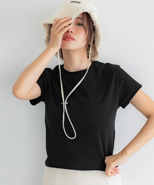 coca(coca)(コカ)の「【WEB限定セール】スムースコンパクトミニTシャツ(Tシャツ/カットソー・レディース・ブラック/ブラウン/ライトブルー/ホワイト・L/XL/M/S)」の11枚目の写真