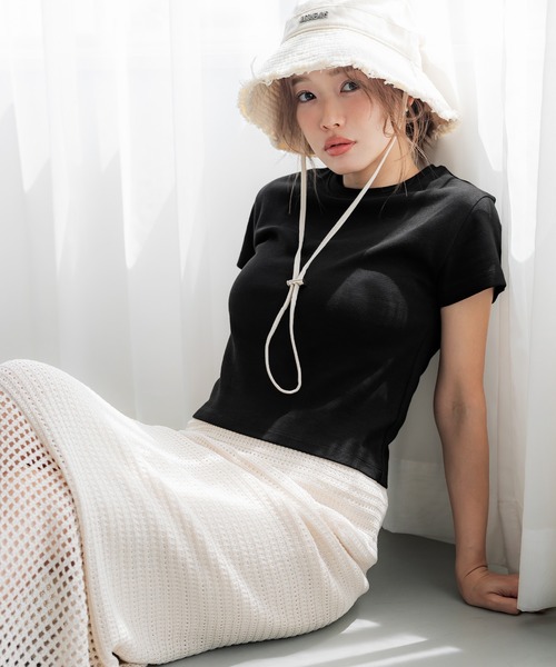 coca(coca)(コカ)の「【WEB限定セール】スムースコンパクトミニTシャツ(Tシャツ/カットソー・レディース・ブラック/ブラウン/ライトブルー/ホワイト・L/XL/M/S)」の12枚目の写真
