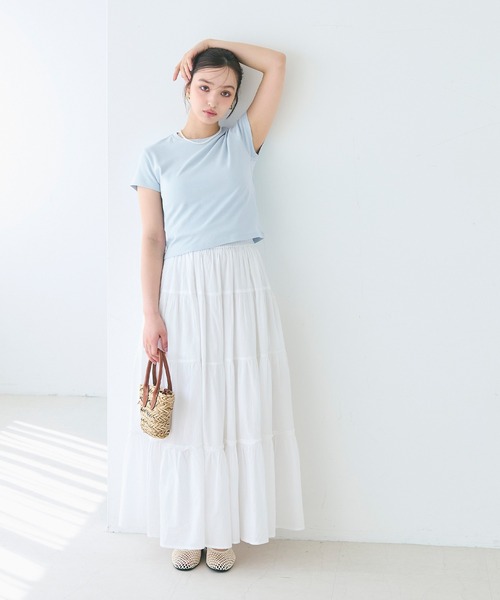 coca(coca)(コカ)の「【WEB限定セール】スムースコンパクトミニTシャツ(Tシャツ/カットソー・レディース・ブラック/ブラウン/ライトブルー/ホワイト・L/XL/M/S)」の6枚目の写真