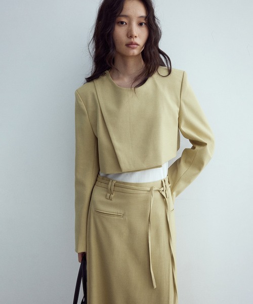 90年代　アーカイブ　イッセイミヤケ　ノーカラージャケット 5B レディースL ISSEY MIYAKE(イッセイミヤケ) アーカイブ テーラードジャケット