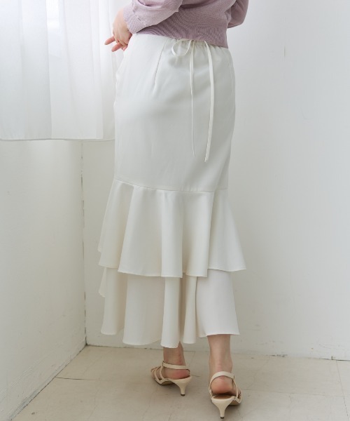 【美品】ME&ME COUTURE マーメイドスカート セール】アシメギャザーフリルマーメイドスカート（スカート