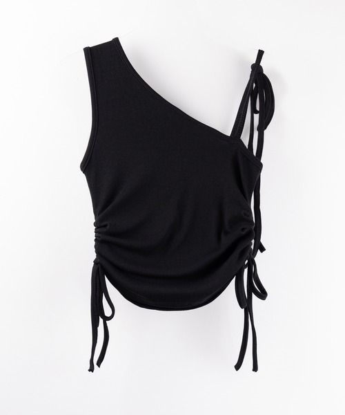 me+em select(ミームセレクト)の「【 2color 】ショルダーリボンシャーリングキャミタンクトップ/ shoulder ribbon shirring cami tank top(キャミソール・レディース・ブラック/ホワイト・FREE)」の21枚目の写真