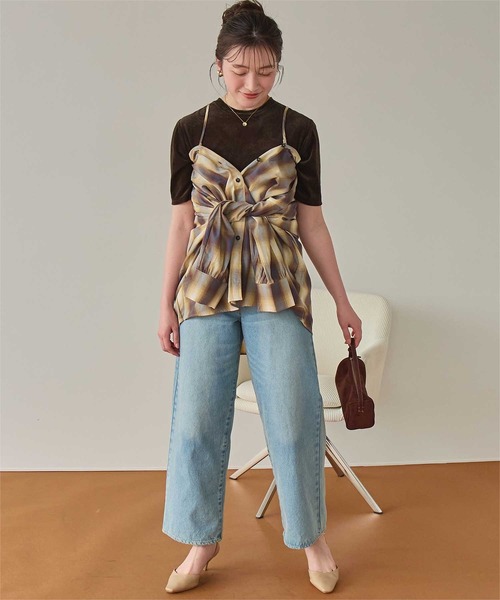 titivate(ティティベイト)の「シアーベロア半袖Tシャツ(Tシャツ/カットソー・レディース・ネイビー/ベージュ/グリーン/ブラウン/アイボリー/ブラック・L/M/S)」の20枚目の写真