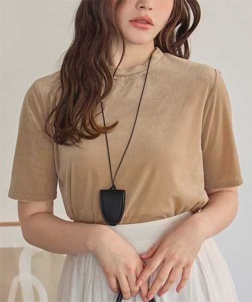 titivate(ティティベイト)の「シアーベロア半袖Tシャツ(Tシャツ/カットソー・レディース・ネイビー/ベージュ/グリーン/ブラウン/アイボリー/ブラック・L/M/S)」の18枚目の写真