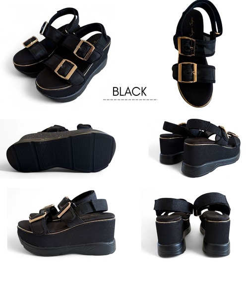 Sugar Sugar（シュガーシュガー）の「厚底スニーカーソールサンダル【SUGAR SUGAR シュガーシュガー】540 シアー ラメ ウエッジソール（サンダル・レディース・ベージュ/ピンク/ブラック・S/M/L/LL）」の9枚目の写真