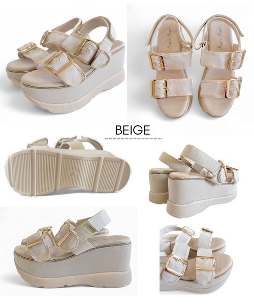 Sugar Sugar（シュガーシュガー）の「厚底スニーカーソールサンダル【SUGAR SUGAR シュガーシュガー】540 シアー ラメ ウエッジソール（サンダル・レディース・ベージュ/ピンク/ブラック・S/M/L/LL）」の14枚目の写真