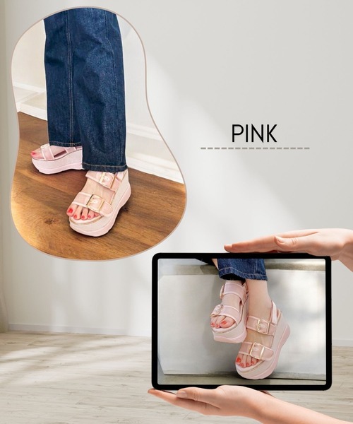 Sugar Sugar（シュガーシュガー）の「厚底スニーカーソールサンダル【SUGAR SUGAR シュガーシュガー】540 シアー ラメ ウエッジソール（サンダル・レディース・ベージュ/ピンク/ブラック・S/M/L/LL）」の20枚目の写真