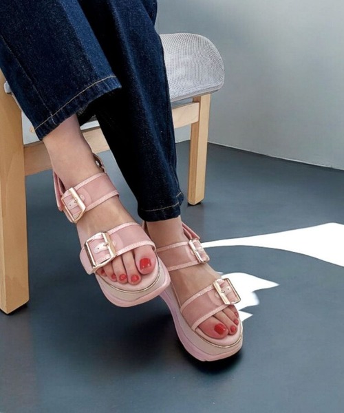 Sugar Sugar（シュガーシュガー）の「厚底スニーカーソールサンダル【SUGAR SUGAR シュガーシュガー】540 シアー ラメ ウエッジソール（サンダル・レディース・ベージュ/ピンク/ブラック・S/M/L/LL）」の21枚目の写真