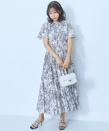 marun | ＜大きいサイズ＞プリーツデザインフレア袖ワンピース　marun(ワンピース)