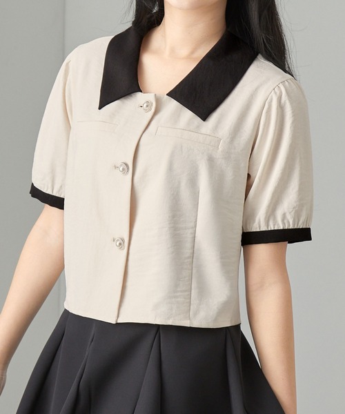 Sono - 極美品♡ ソーノ エッセンシャルパフィー ブラウス パフスリーブ パールボタン Sono（ソーノ）の「【SONO/ソーノ】パールボタン タックペプラム