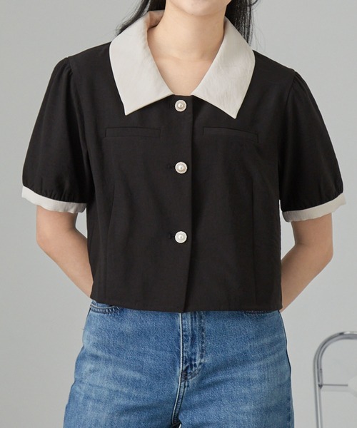 Sono - 極美品♡ ソーノ エッセンシャルパフィー ブラウス パフスリーブ パールボタン Sono（ソーノ）の「【SONO/ソーノ】パールボタン タックペプラム