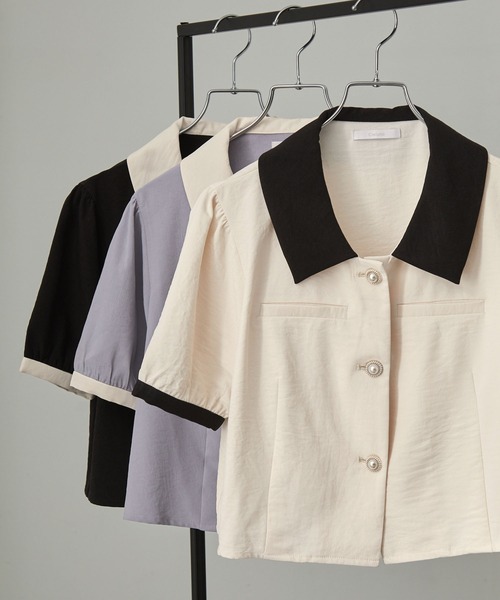 美品ホワイト ブラウス バックボタン付き 美品 a piece of Library