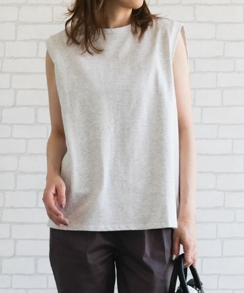 aquagarage（アクアガレージ）の「バックデザインノースリーブカットソー（Tシャツ/カットソー・レディース・ブラック/チャコール/オフホワイト・M）」の2枚目の写真