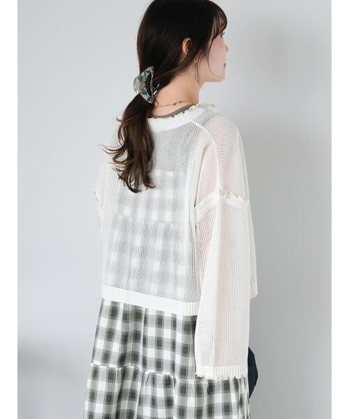 ehka sopo（エヘカソポ）の「メッシュリボンカーディガン（カーディガン/ボレロ・レディース・グリーン/キナリ/オレンジ/サックスブルー・F）」の11枚目の写真