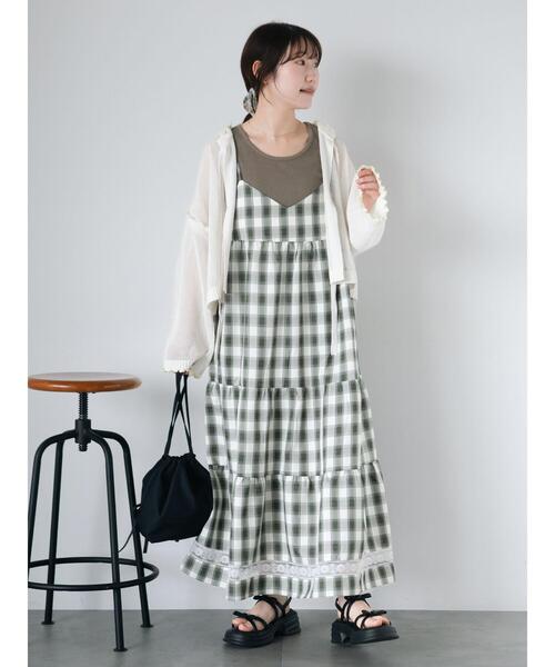 ehka sopo（エヘカソポ）の「メッシュリボンカーディガン（カーディガン/ボレロ・レディース・グリーン/キナリ/オレンジ/サックスブルー・F）」の14枚目の写真