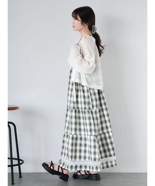 ehka sopo（エヘカソポ）の「メッシュリボンカーディガン（カーディガン/ボレロ・レディース・グリーン/キナリ/オレンジ/サックスブルー・F）」の15枚目の写真