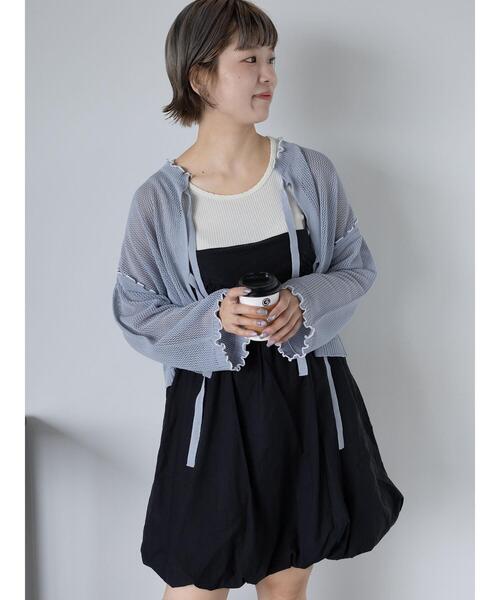 ehka sopo（エヘカソポ）の「メッシュリボンカーディガン（カーディガン/ボレロ・レディース・グリーン/キナリ/オレンジ/サックスブルー・F）」の17枚目の写真